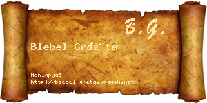 Biebel Gréta névjegykártya